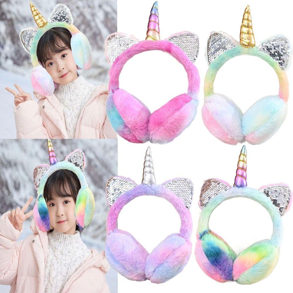 Kent1 Chụp Tai Phủ Lông Dày Dặn Giữ Ấm Chống Gió Họa Tiết Hoạt Hình Dễ Thương Cho Bé