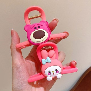 Kẹp cá mập hoạt hình dễ thương, đầu bóng cô gái và mặt sau đầu kẹp tóc, phụ kiện tóc dopamine