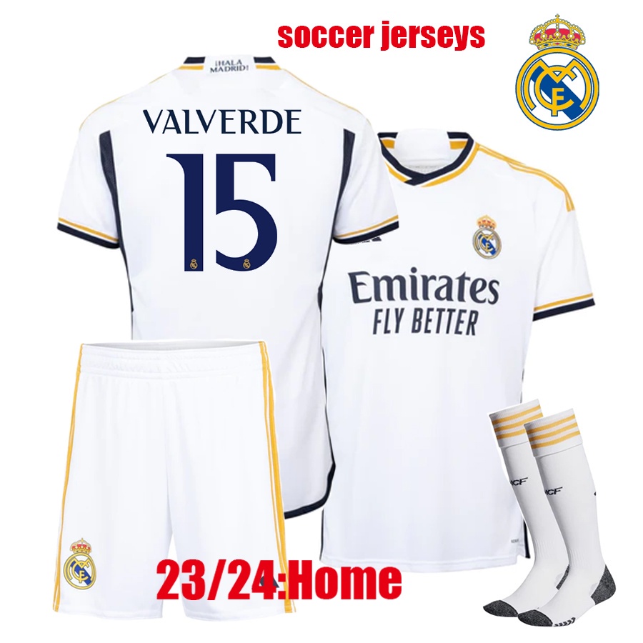 Bộ Quần Áo Bóng Đá jersey bellingham vini jr. 23-24 r mad Cho Nam  2023 / 2024