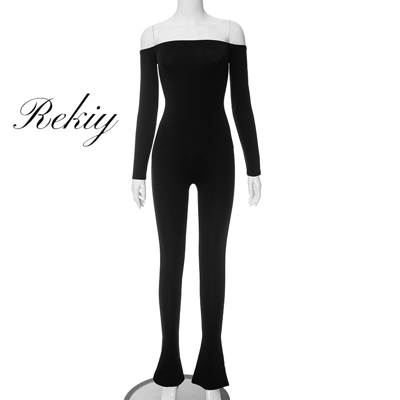 Rekiy Bộ Áo Liền Quần Tay Dài Màu Trơn Thời Trang 2023 Dành Cho Nữ