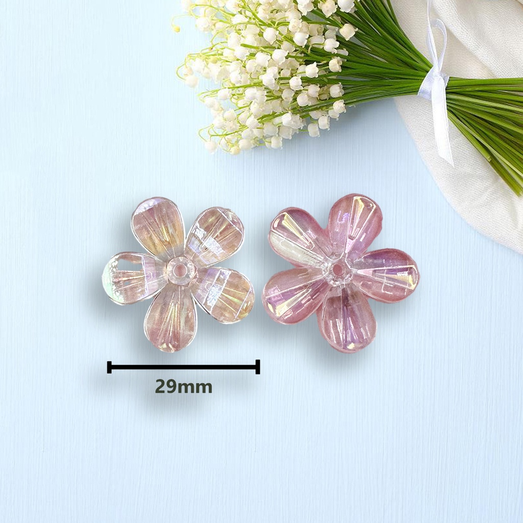 Set 5 Hạt Xỏ Lỗ 29mm Hình Hoa Làm Trang Sức Thủ Công Nec