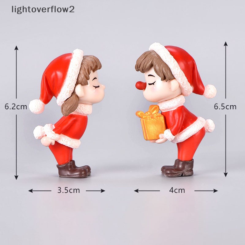 Set 2 Tượng Cặp Đôi mini Bằng Nhựa resin Dễ Thương Trang Trí Giáng Sinh