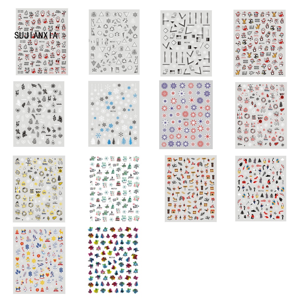 Giày Thể Thao sujianxia sujianxia Năng Động Hợp Thời Trang| Miếng Dán Móng Tay mini Tự Dính Không Phai Họa Tiết Tuyết Giáng Sinh Màu Trắng Dành Cho Bạn Gái diy