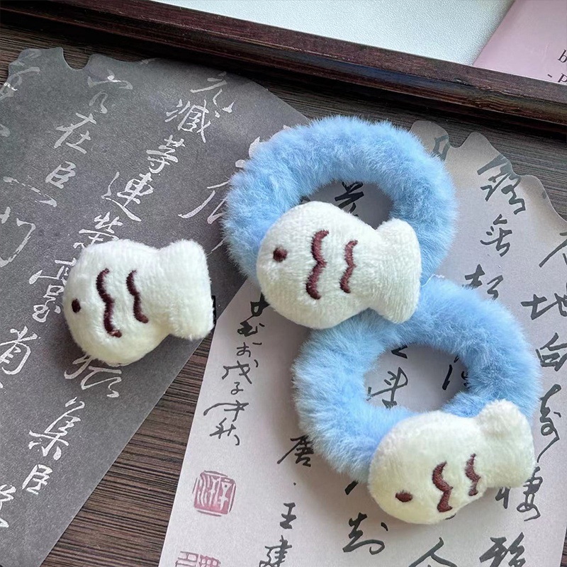 Dây Cột Tóc Lông Nhung Hình Cá Hoạt Hình Dễ Thương Xinh Xắn