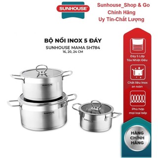 Bộ nồi Inox 5 đáy từ Sunhouse MAMA SH784_ Hàng chính hãng