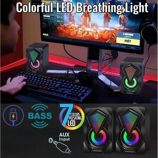 Loa usb mini có đèn led rgb chuyên dụng cho máy tính / điện thoại / máy tính bảng