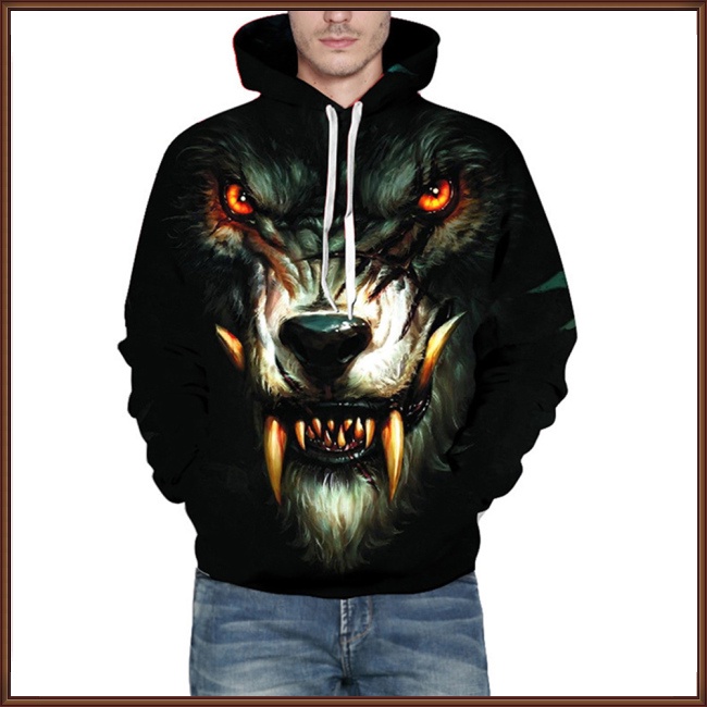 Jaz Áo Hoodie Tay Dài Dáng Rộng In Hình Sói 3d Kỹ Thuật Số Thời Trang Cho Nam Và Nữ
