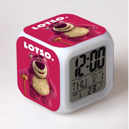 DISNEY Miniso Đồng Hồ Báo Thức Hai Chiều Hình Gấu Dâu Tây Thay Đổi Màu Sắc Làm Quà Tặng Sinh Nhật Cho Bé