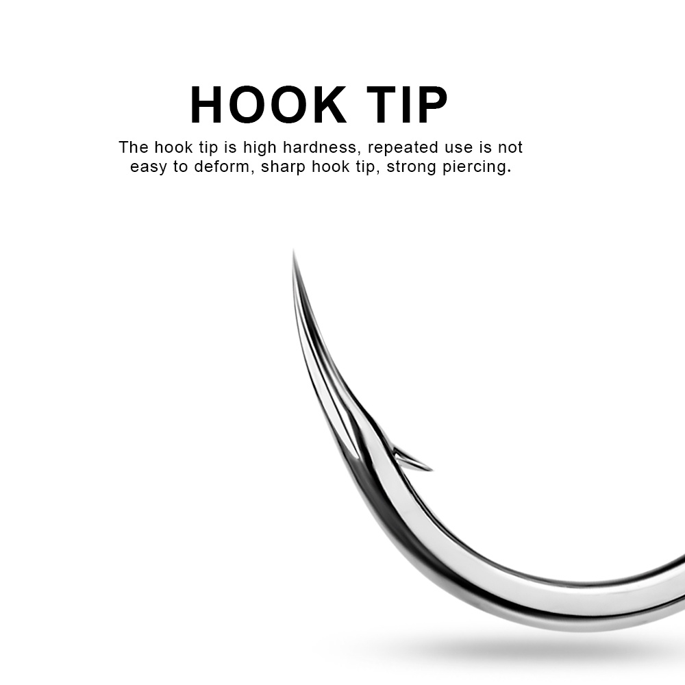 Proberos 10 chiếc có vòng móc tay cầm 1/0-2/0-3/0-4/0-5/0 # thép carbon cao lưỡi câu máu rãnh móc thép gai tròn lưỡi câu đơn Sharp
