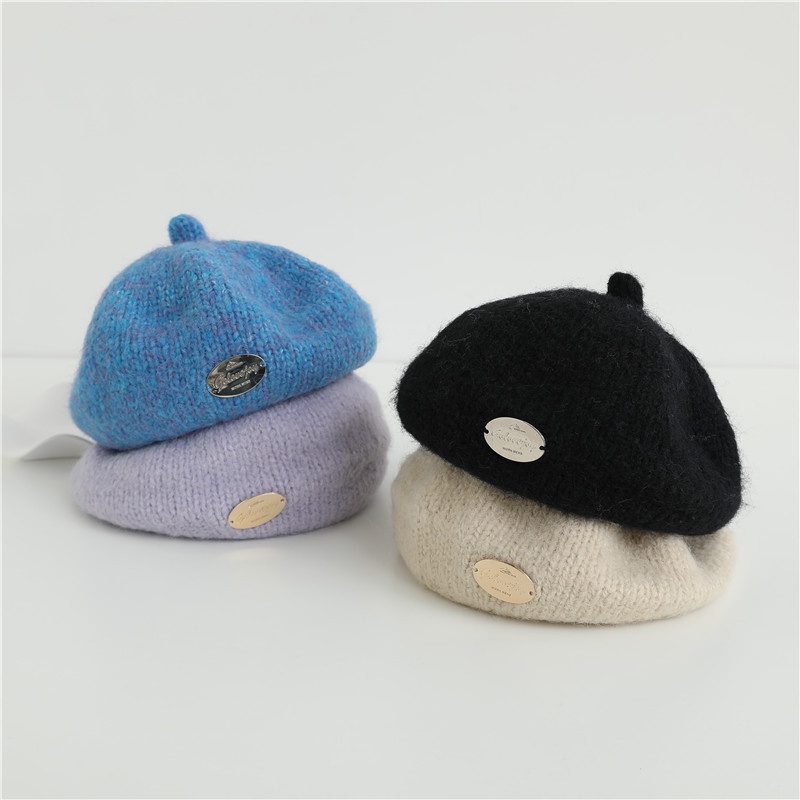 Mũ Nồi Len Màu Trơn Giữ Ấm Mùa Đông Phong Cách Hàn Quốc Cho Bé
