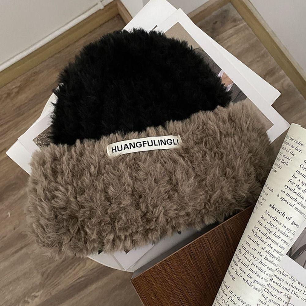 Mũ Len Trùm Đầu Giữ Ấm Mùa Đông In Chữ Phong Cách Hàn Quốc Đơn Giản