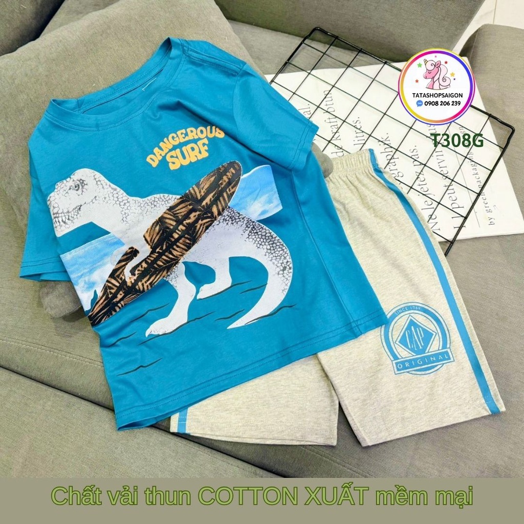 Set Quần Áo Trẻ Em 1-12 Tuổi Đồ Bộ Cho Bé Trai 11-40 Kg Cotton Chính Phẩm In Hoạt Hình Hot Trend Mềm Mịn Mát  T308