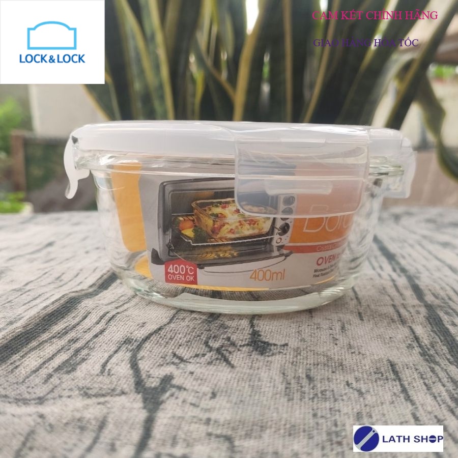 Hàng Chính hãng - Hộp thủy tinh hình tròn Lock&Lock LLG822 400ml (12x6,5cm)