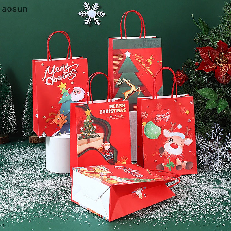 Aosun Túi Giấy kraft Đựng Quà Giáng Sinh Hình Ông Già Noel Tuần Lộc Dễ Thương
