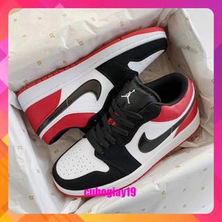 Giày jordan màu đen đỏ thấp cổ, giày jd đỏ đen nam nữ full box bill