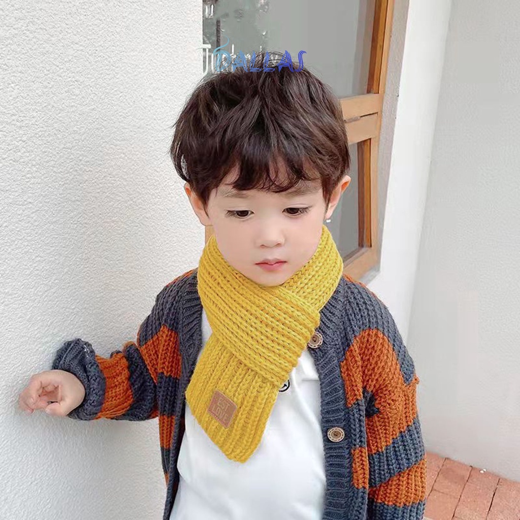 Khăn Choàng Cổ Dệt Kim Dày Dặn Mềm Mại Co Giãn Giữ Ấm Chống Lạnh Màu Trơn Chống Co Giãn Giữ Ấm Mùa Đông Cho Bé