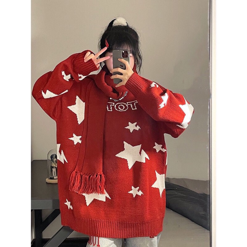 Áo Sweater Form Rộng Ulzzang In Hình Hoạ Tiết Giáng Sinh Mẫu Mới Nhất 2023 Áo Nỉ Nam Nữ Cổ Tròn Tay Phồng Unisex Hot