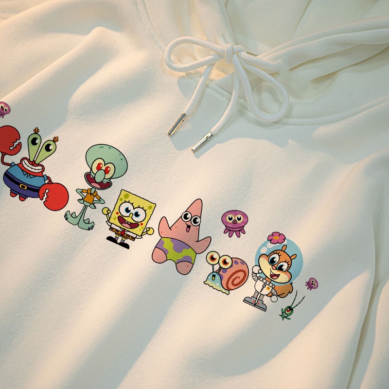 Áo hoodie Tay Dài Oversize In Họa Tiết Hoạt Hình spongebob Phong Cách Nhật Bản Dễ Thương Thời Trang Mùa Thu Cho Nữ
