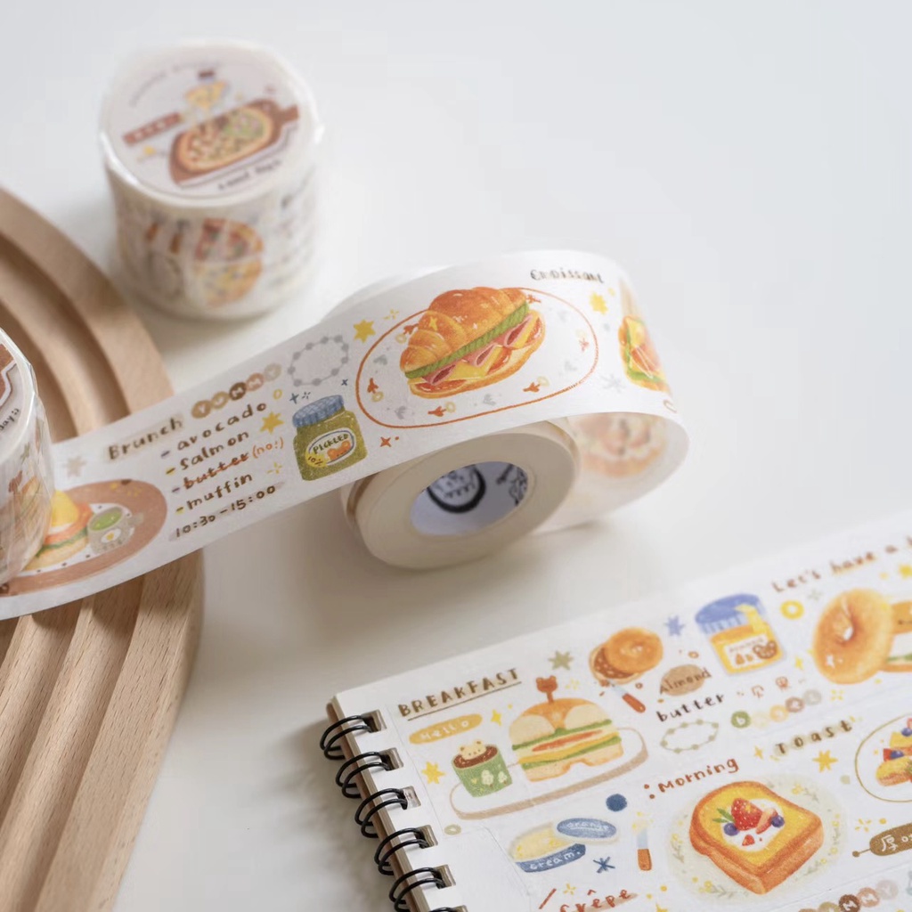 Băng dính washi tape chiết 1M trang trí sổ tay bullet journal Orange studio