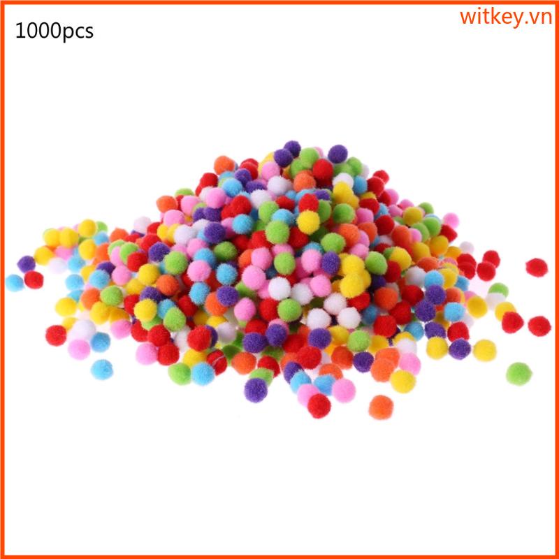 Set 1000 Bông Pompom Hình Tròn Mềm 12mm Phối Màu Tự Làm Đồ Thủ Công