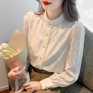 Nửa Cổ Rùa Lông Cừu Lót Ren Đáy Áo Nữ Thu Đông Thu Đông Phong Cách Mới Thời Trang Áo Sơ Mi Nhỏ Dài Tay Top