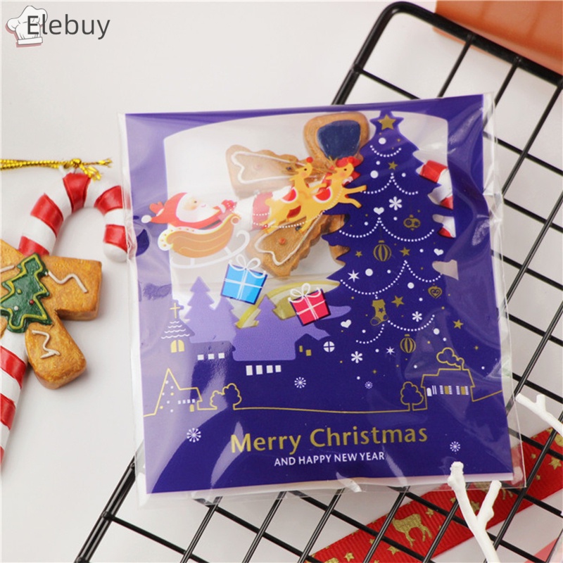 Bộ 50 túi đựng bánh kẹo ELEBUY trang trí Giáng sinh 2024