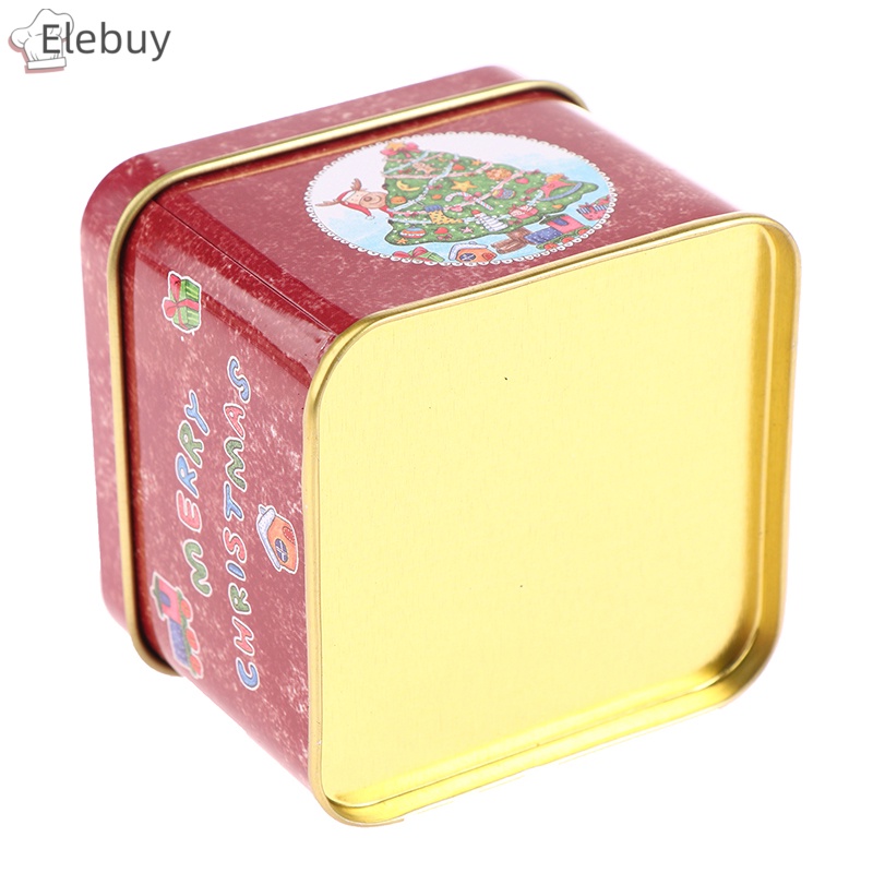 1 Hộp Kim Loại Nhỏ Hình Vuông Đựng Kẹo Giáng Sinh / Bánh Quy Trang Trí Năm Mới