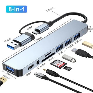 Bộ Chia 8 Cổng USB 3.0 Type C Cho Laptop Máy Tính
