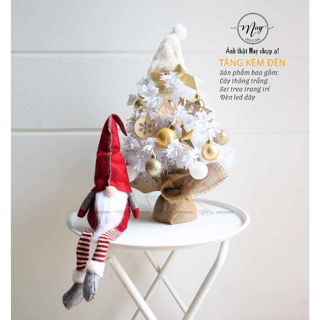 Cây Thông để bàn trang trí Có đèn và phụ kiện Noel 2023