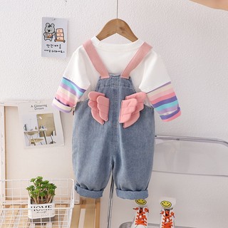 Bộ Đầm Yếm denim Phong Cách Hàn Quốc Thời Trang Xuân Thu 2023 Mới Cho Bé Gái