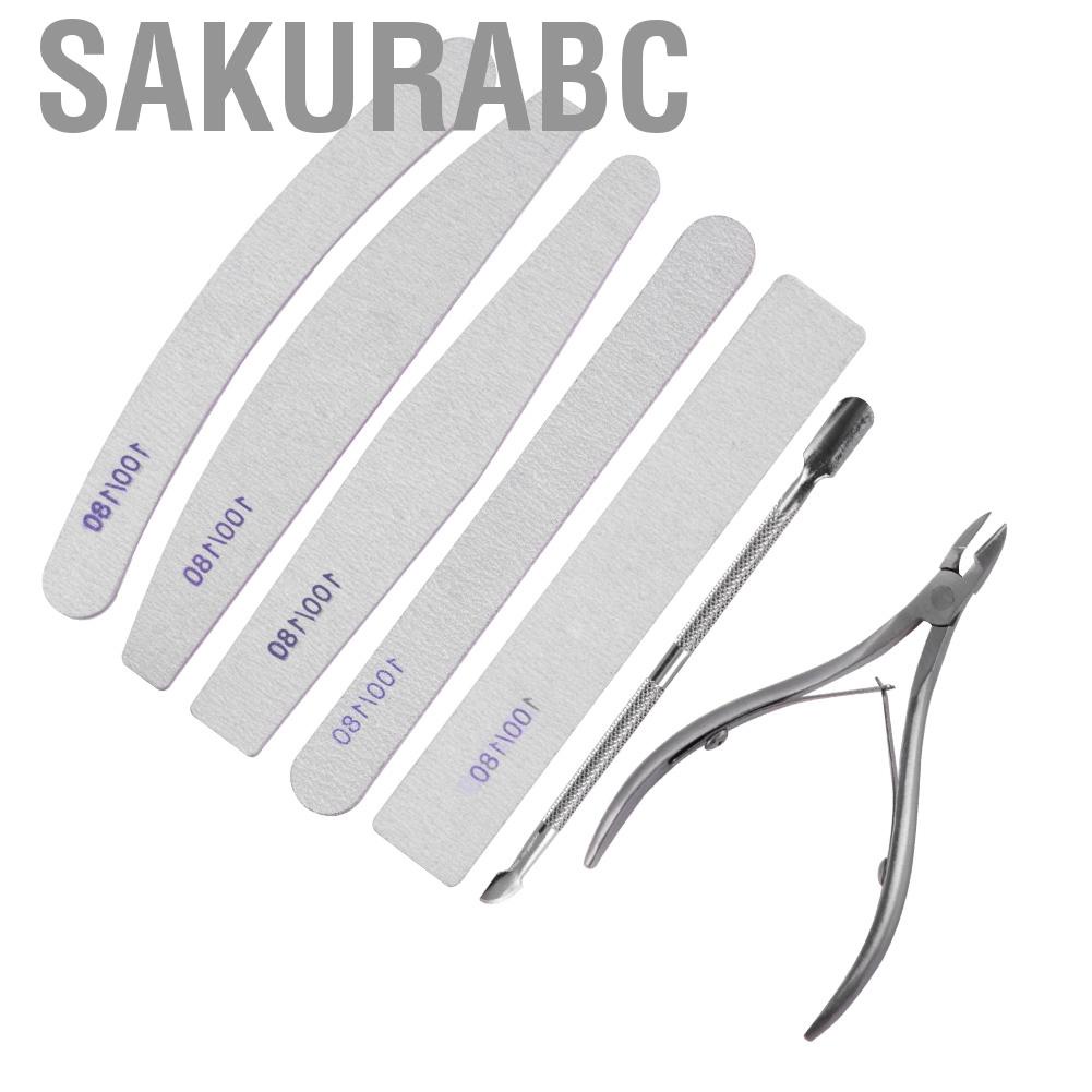 Sakurabc 8pcs Professional Nail Art Manicure Pedicure Tool Set Sanding