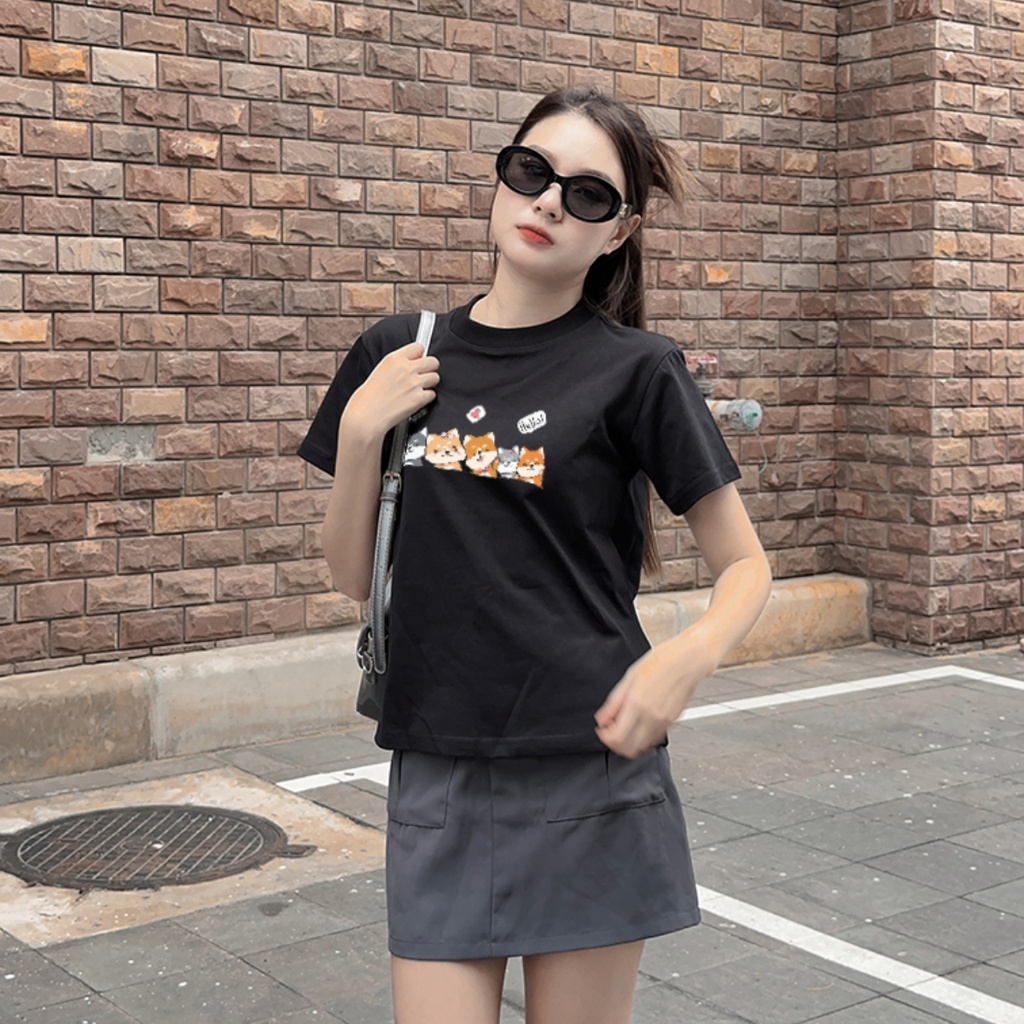 Áo Thun Baby Tee PINKSTORE29 In Hình Icon Dễ Thương Cún Hello A5973