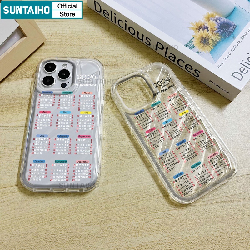 Suntaiho Ốp Điện Thoại tpu Mềm Trong Suốt Chống Sốc In Hình Lịch Năm Mới 2024 Cho iphone 15 14 12 13 11 pro max ip 7 8 plus x xs xr xs max