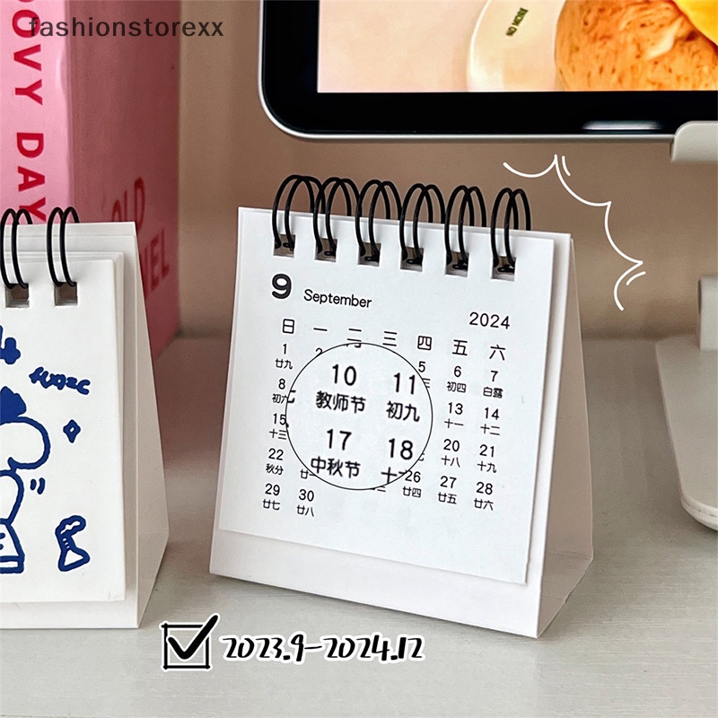 Thời đại 2023.9-2024.12. Lịch Để Bàn mini Họa Tiết Hoạt Hình Dễ Thương Bắt Mắt