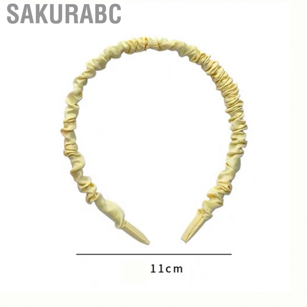 Sakurabc Ruched Hair Band Satin Pleated Headbands Ruffled Hoop Fashionable Accessories for Women Girls