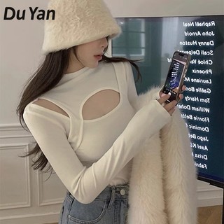 Duo yan Áo Khoét Vai Cổ Rùa Thời Trang Thu Đông Màu Trơn Cho Nữ
