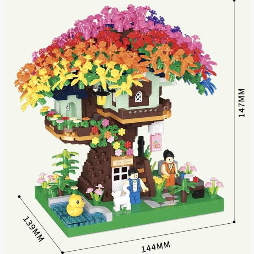 Đồ Chơi lego Lắp Ráp Lâu Đài Và Cây Hoa Anh Đào Cầu Vồng Cho Bé Gái