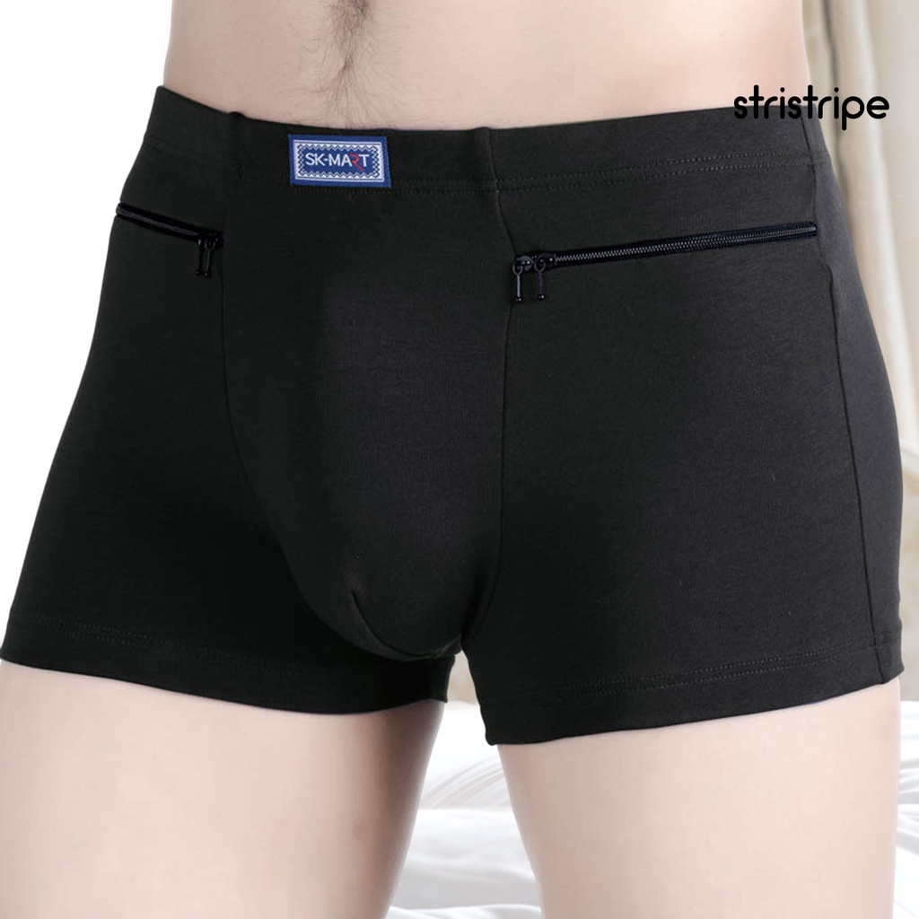 Quần Lót Chữ u Màu Trơn Có Túi Khóa Kéo Chống Trộm Cho Nam