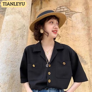 TIANLEYU Áo Sơ Mi ngắn tay In Hoa Kiểu Hàn Quốc Dễ Thương Cho Nữ Thời trang Thoải mái Hàn Quốc High quality A25K0O6 36Z230909