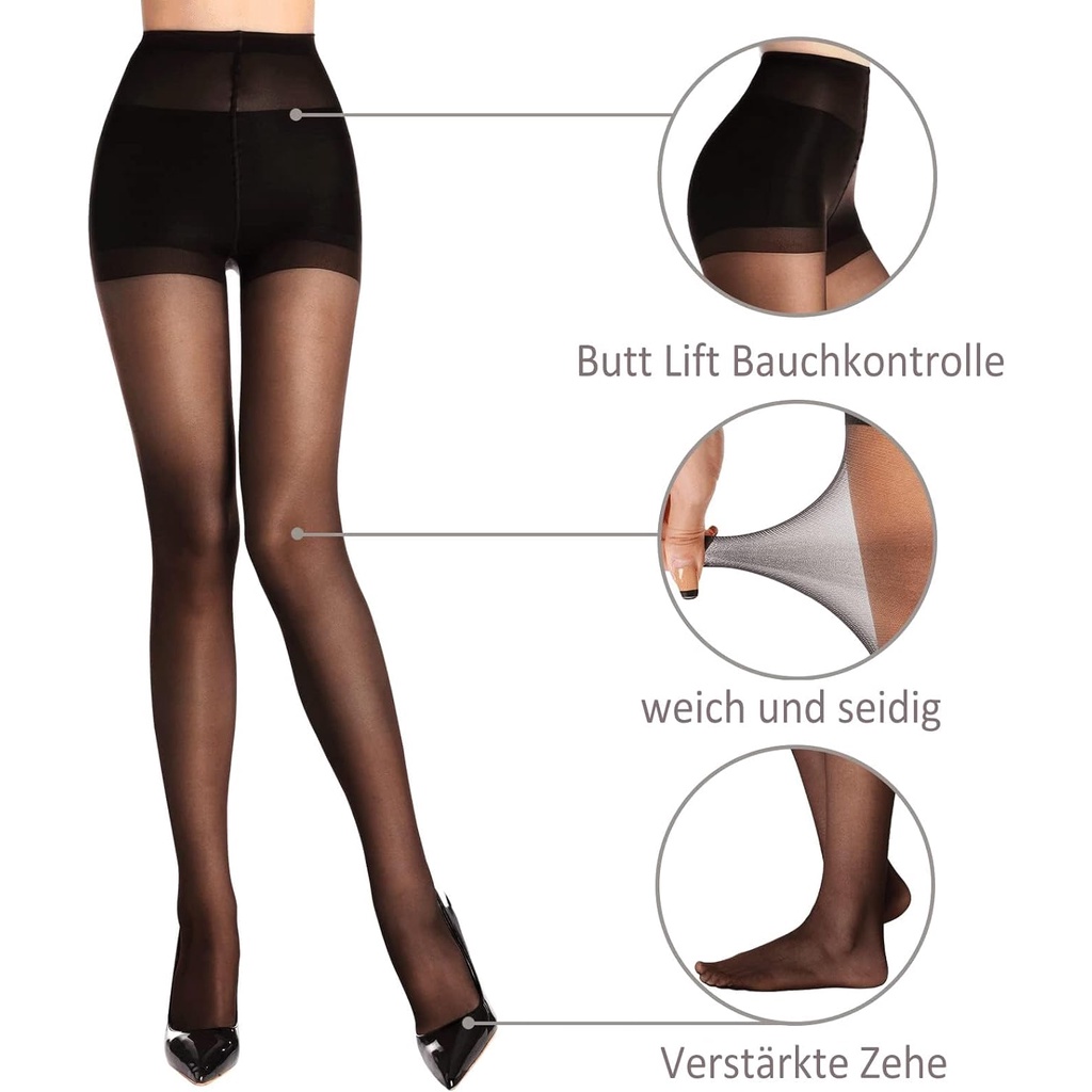 Bộ 2 Quần Tất Lưng Cao Ôm Chân Thời Trang 20d Cho Nữ