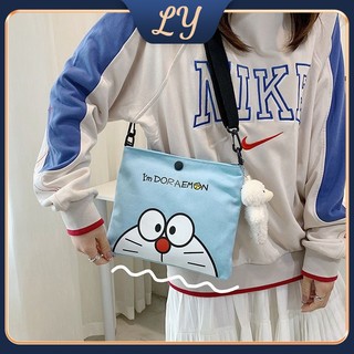 Túi vải in hình hoạt hình Doraemon dành cho túi nữ túi đeo vai hoạt hình dễ thương Túi đeo chéo văn phòng phẩm túi bảo quản