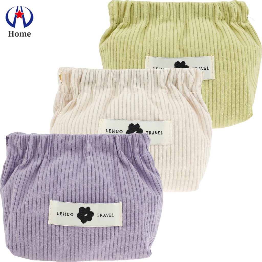 Set 3 Túi Đựng Mỹ Phẩm Son Môi Bằng Vải Nhung Kẻ Co Giãn Nhỏ Gọn Shopskc96433