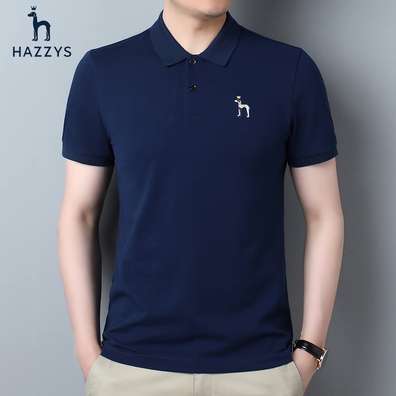 Bán Hot Hazzys Hazzys Mùa Hè Nam Rời Tay Ngắn Ve Áo Thun Kinh Doanh Màu Trơn Áo Sơ Mi polo Cổ Top 12