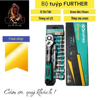 Bộ tuýp 12 chi tiết 1/2 cần tự động- further