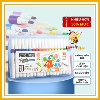  Bút Màu Acrylic Marker TĂNG 50% MỰC Vẽ Trên Mọi Chất Liệu & Có Thể Vẽ Chồng Màu 12 24 36 48 60 Cao Cấp Màu Sắc Tươi Sáng 