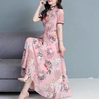 Váy lụa HORMOO Váy lụa dâu tằm hoa nữ