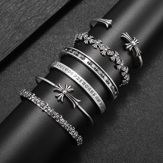 Vòng Tay Hở Hình Thánh Giá Màu Bạc Phong Cách Punk Hip Hop Thời Trang Cho Cặp Đôi