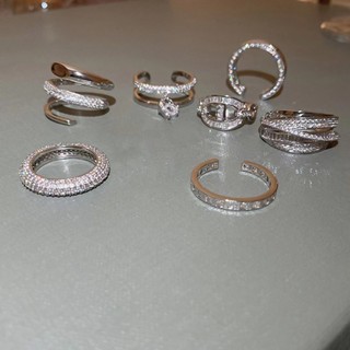 Nhẫn Hở Hai Lớp Hình Mũi Rắn / Heo Đính Đá zircon Kiểu Hàn Quốc Cá Tính