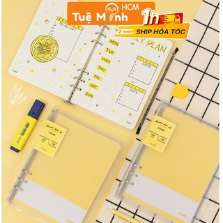 Sổ còng Klong A5 ruột chấm Dot grid/ caro/ kẻ ngang-Line, 4 tab phân trang tiện lợi thay giấy refill