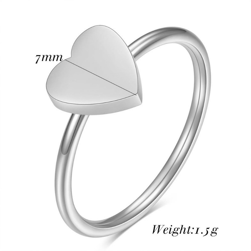 Nhẫn Thép Titan Không Gỉ Hình Trái Tim Phong Cách Mới Cho Nữ